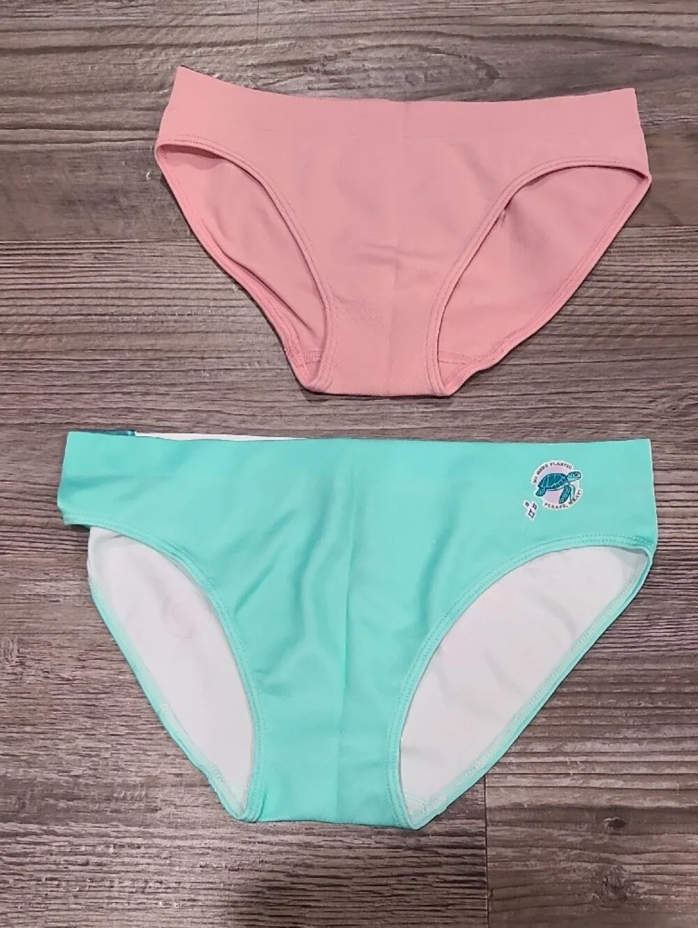 Justice Bikini Briefs - Pink & Mint - Llama & Eco Prints Turtle Size 8/10